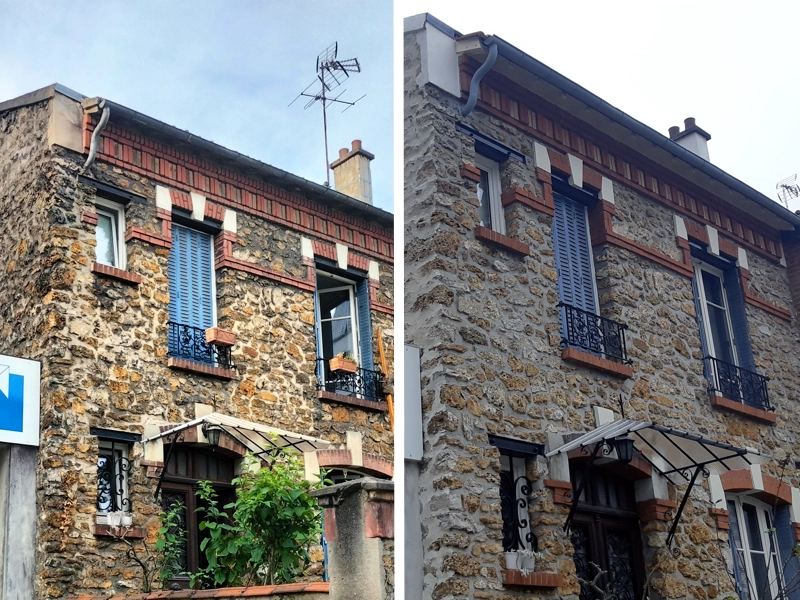 Ravalement de façade d'une maison meulière