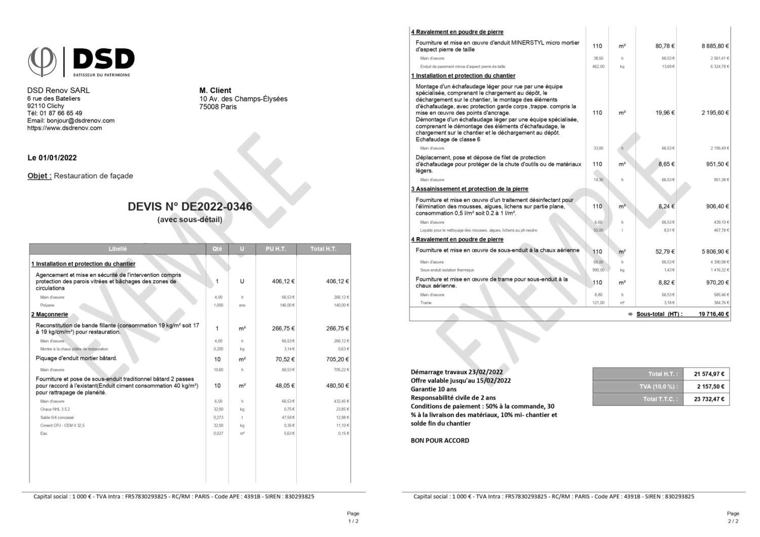 Devis d'entreprise de ravalement