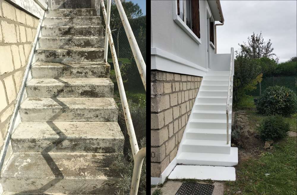 Escalier exterieur avant apres