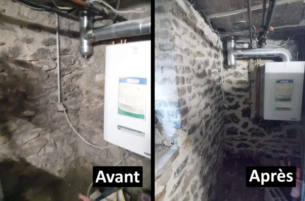 Assainissement cave avant apres 1