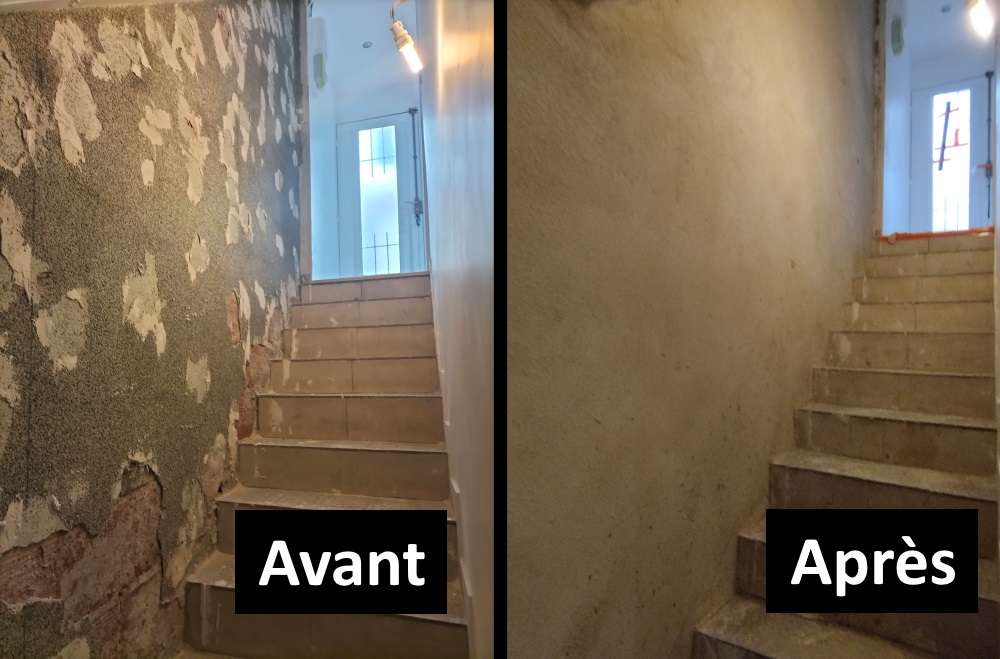 Assainissement cave avant apres