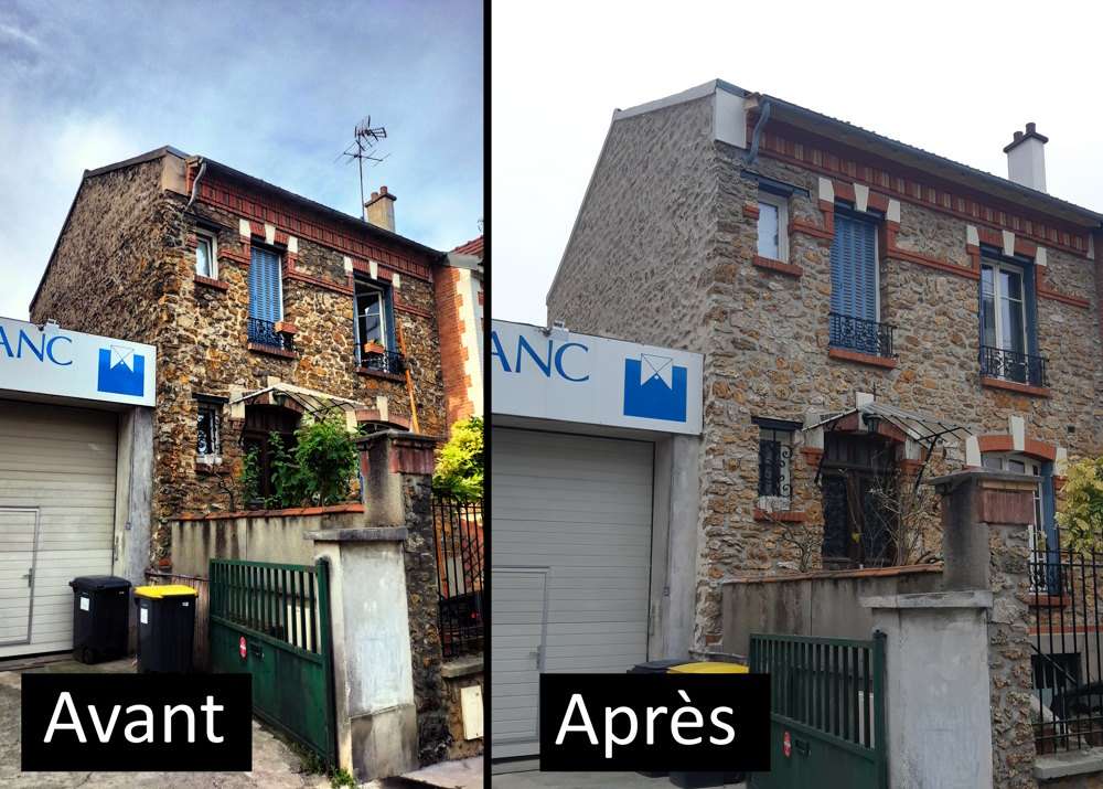 Nettoyage de façade de maison en pierre