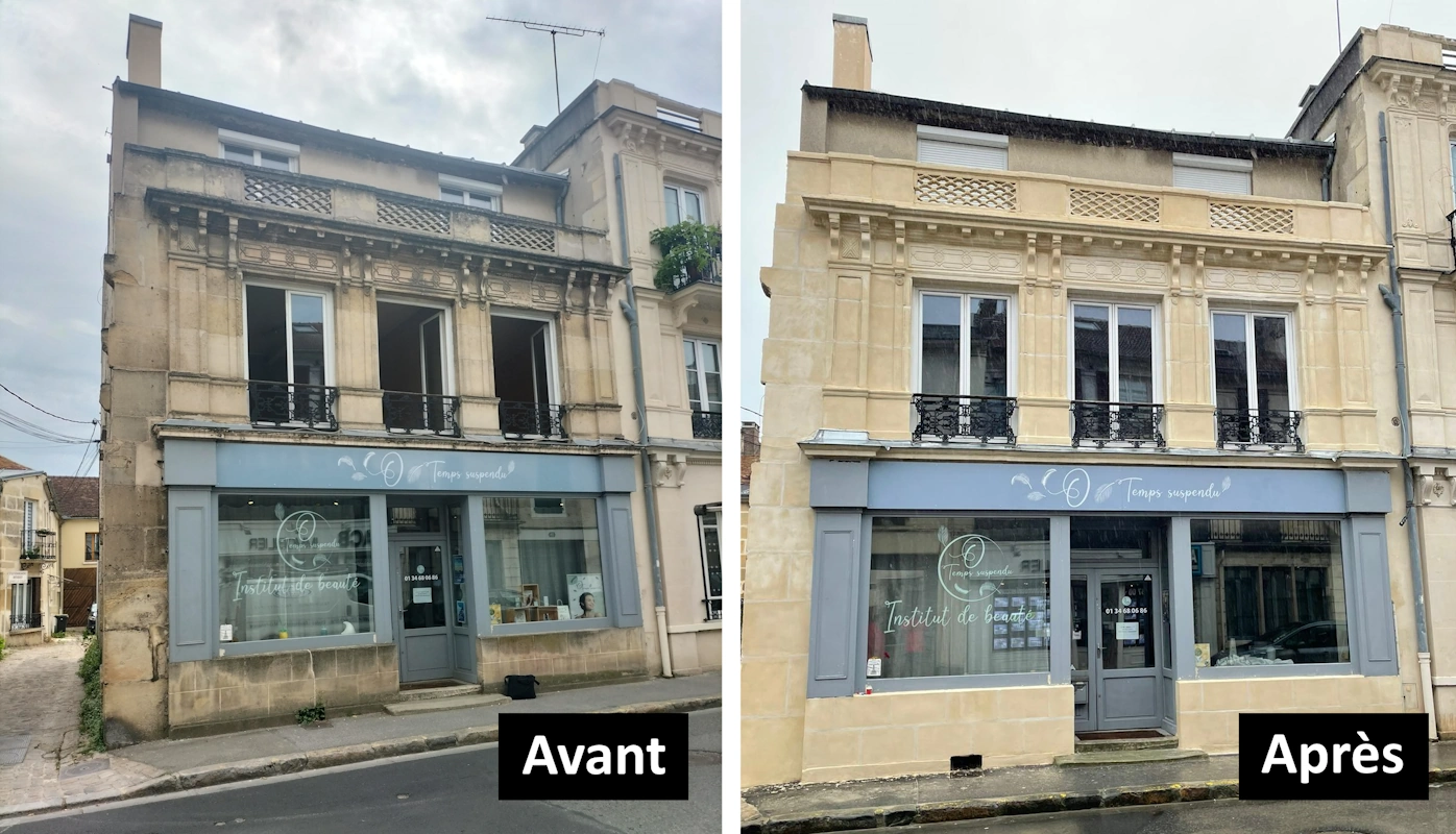 Nettoyage façade en pierre de taille