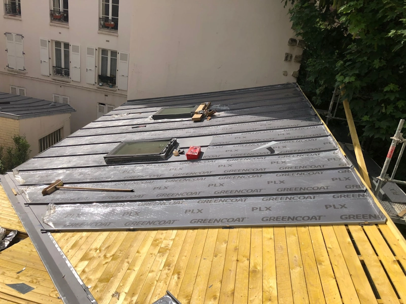 Pose toiture zinc surelevation