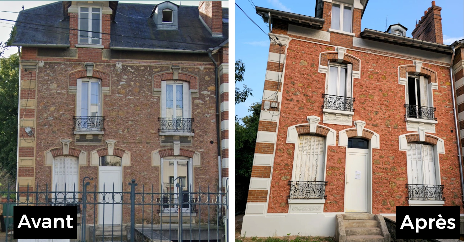 Facade rocaille avant après