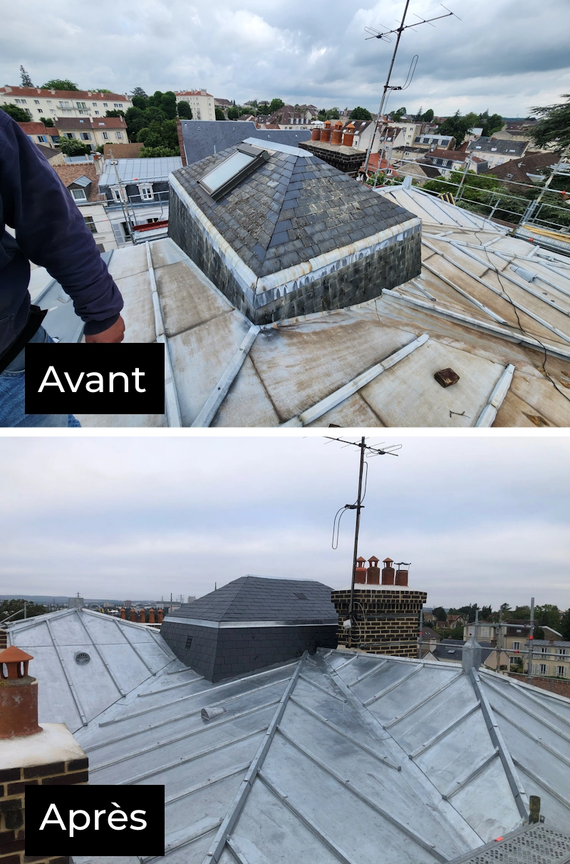Couvreur à Pontoise (95500) Renovation toit a la mansart avant apres 1