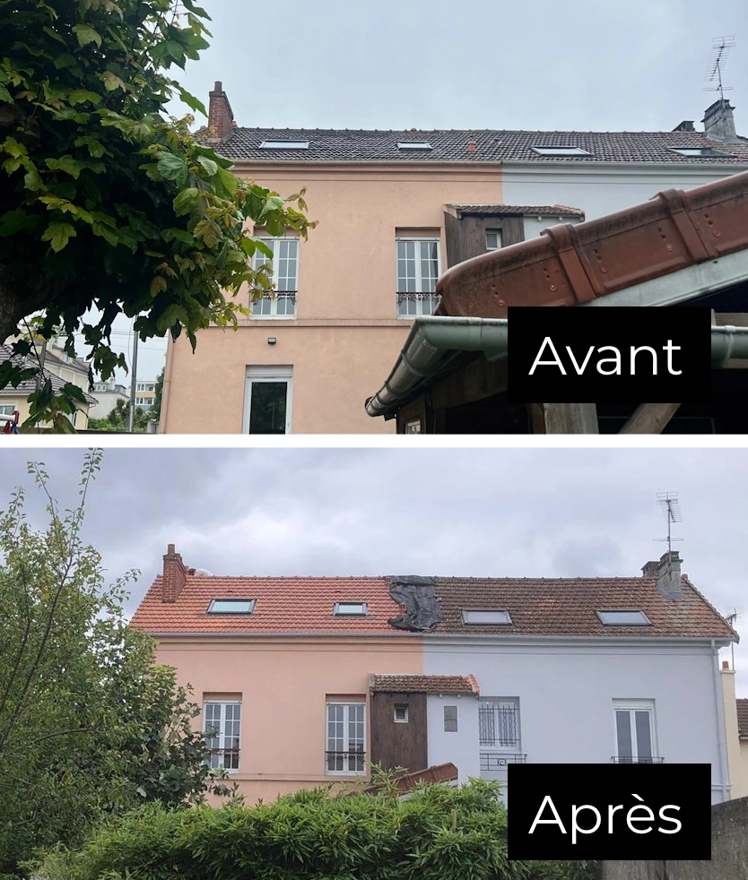 Artisan couvreur à Montfermeil (93370) Réfection de toiture Montfermeil avant/apres