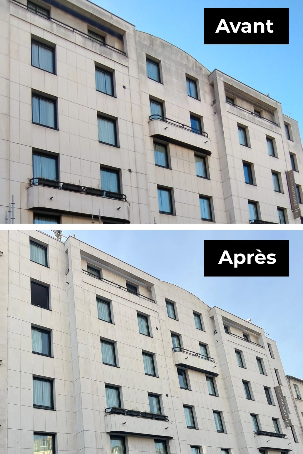 Nettoyage de façade en pierre agrafée 