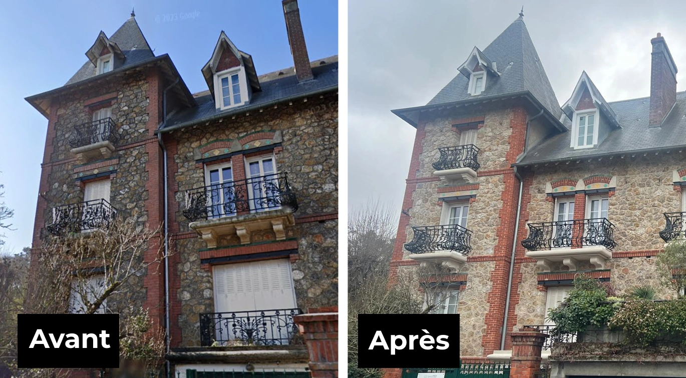 Ravalement extérieur Saint Cloud avant après
