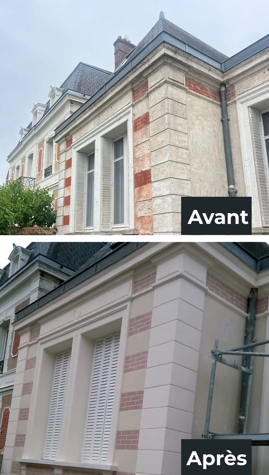 Ravalement maison de maitre avant après