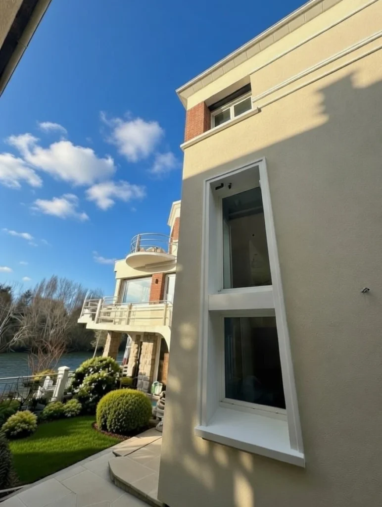 Maison moderne près de l'eau.
