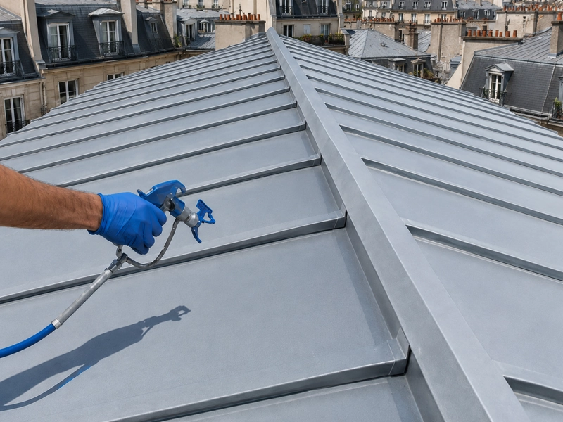 Peinture isolante sur toit en zinc